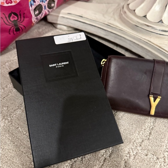 Saint Laurent Dark Brown Leather Clutch - Picture 2 of 16